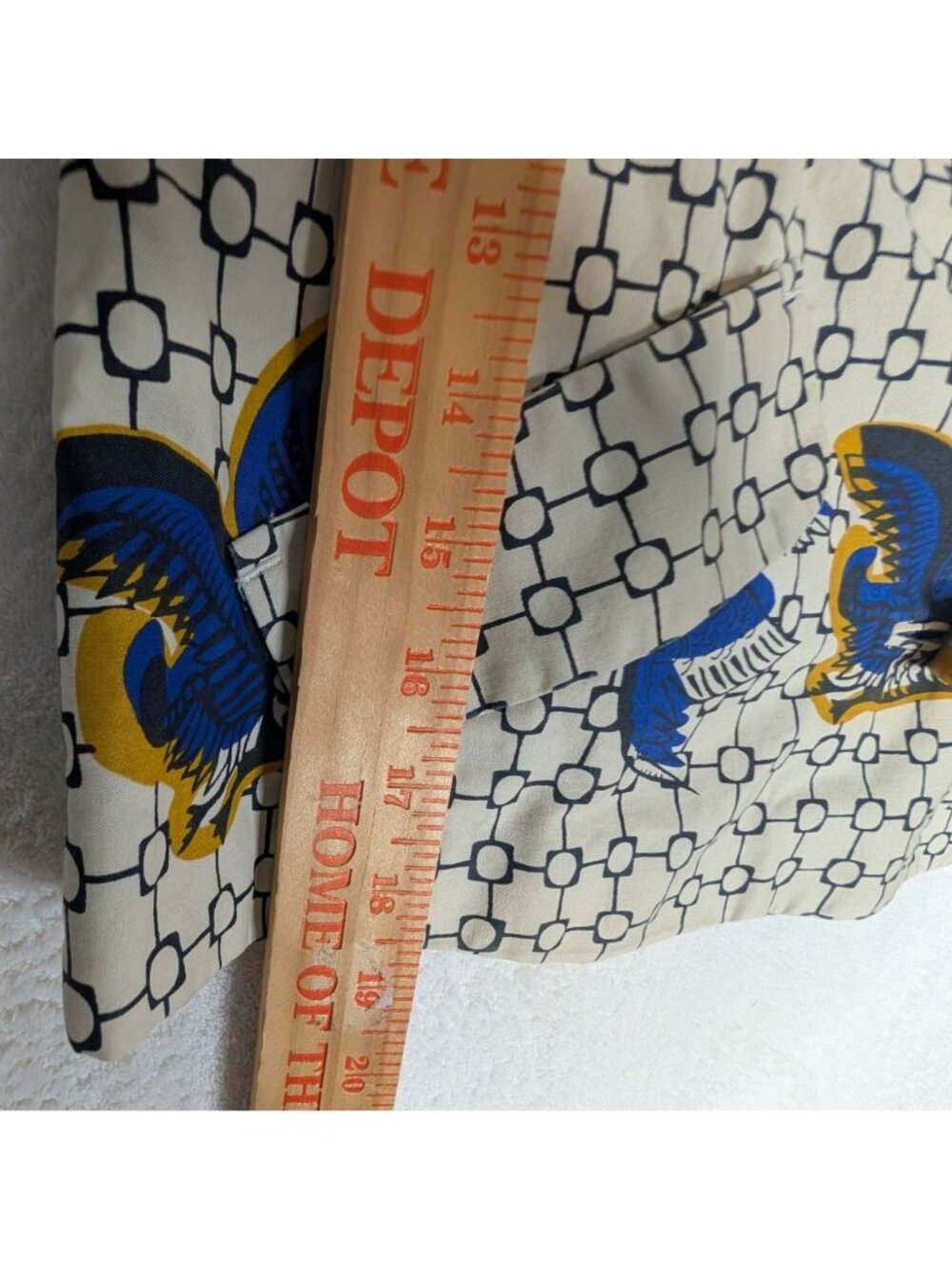 Taikonku Anthropologie Cirikli Bird Print Retro Cropped Jacket Size 8 Blue & Yel - Picture 7 of 11